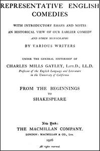 Cover of Representative English Comedies, v. 1. From the beginnings to Shakespeare — A Closer Reading