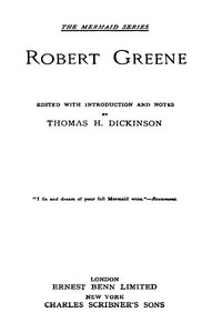 Cover of Robert Greene: [Six Plays] — Background and Themes