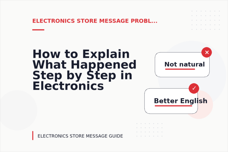 How to Explain What Happened Step by Step in Electronics Store Message English
