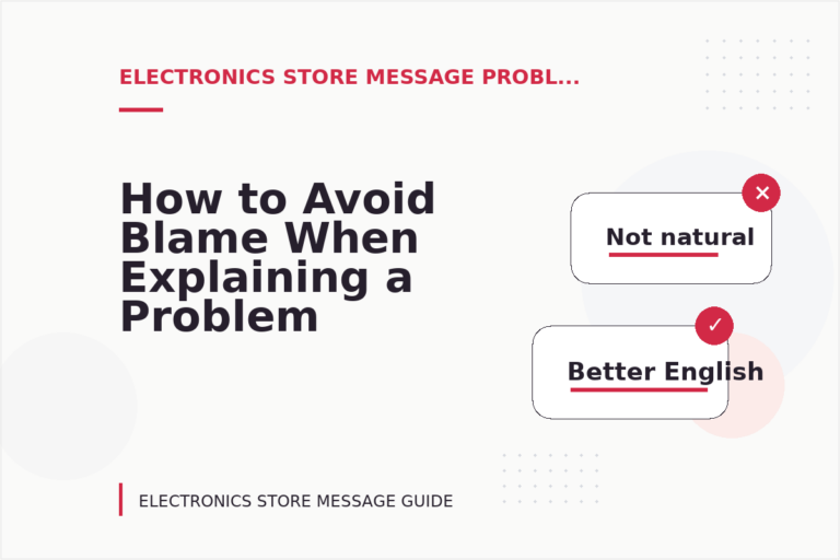How to Avoid Blame When Explaining a Problem in Electronics Store Message English